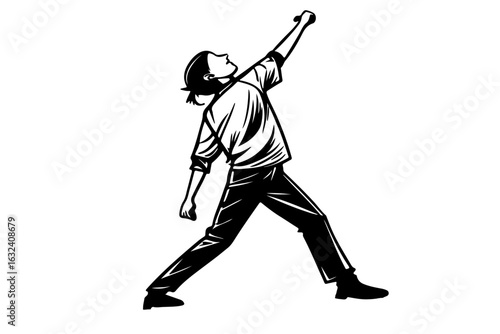 man with victory stand silhouette