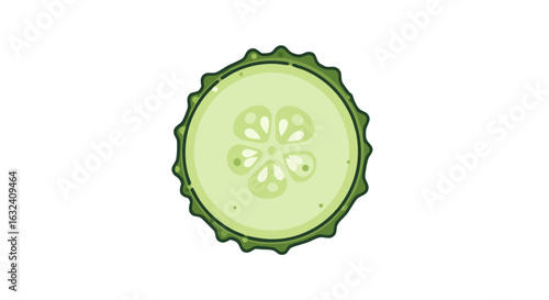 Fresh Cucumber Slice Illustration: A Crisp and Refreshing Element for Healthy Designs or Culinary Projects