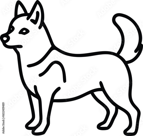 alaskan klee kai line arts with white background