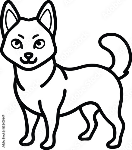alaskan klee kai line arts with white background