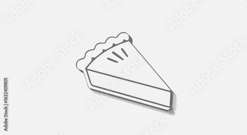 Minimalistic depiction of a delectable pie slice against a crisp white surface showcasing simplistic artistry
