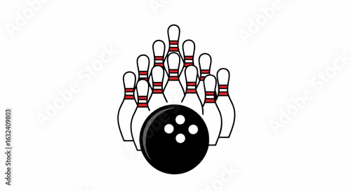 Illustration of bowling pins and ball, perfect for sports themed designs
