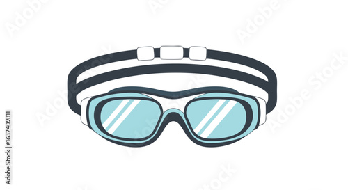 Vector illustration highlighting stylish swimming goggles with clear lenses for aquatic sports and eye protection against chlorinated water in