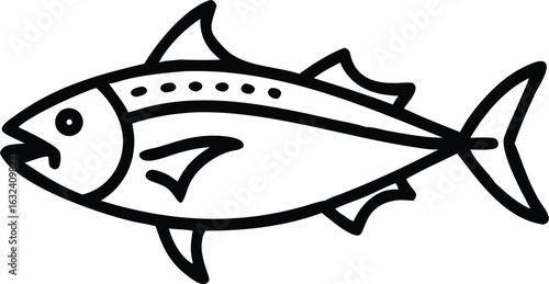 albacore tuna line arts with white background