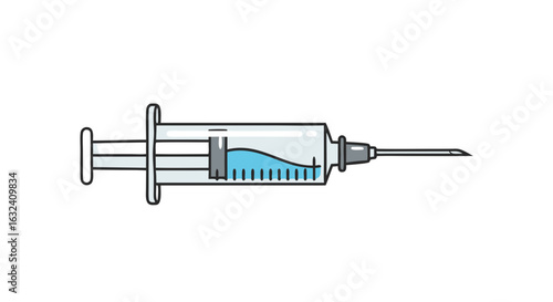 Illustrative Syringe with Blue Liquid Filling Ready for Medical Administration, a Healthcare Concept