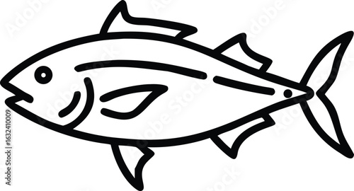 albacore tuna line arts with white background