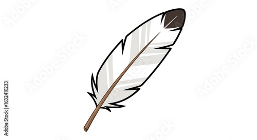 Elegant feather illustration on a clean white background offering visual simplicity and artistic appeal for creative ventures