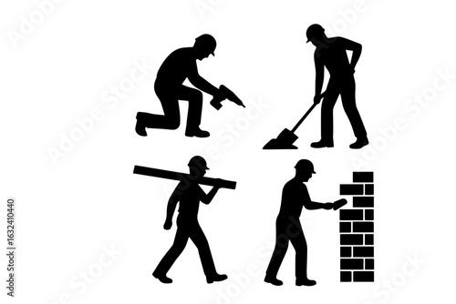 labor work silhouette, constructor working, silhouette