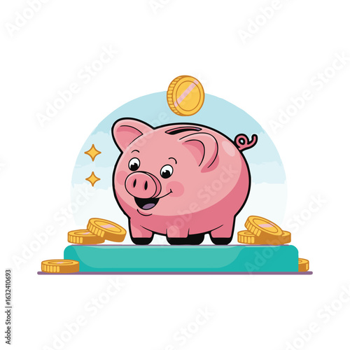 piggy bank and coins