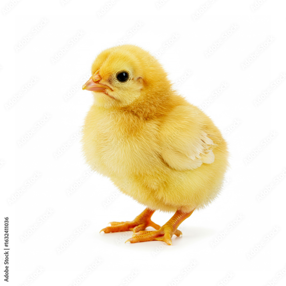 Obraz premium A yellow chick isolated on white background