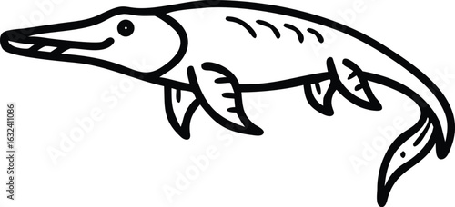 alligator gar line arts with white background