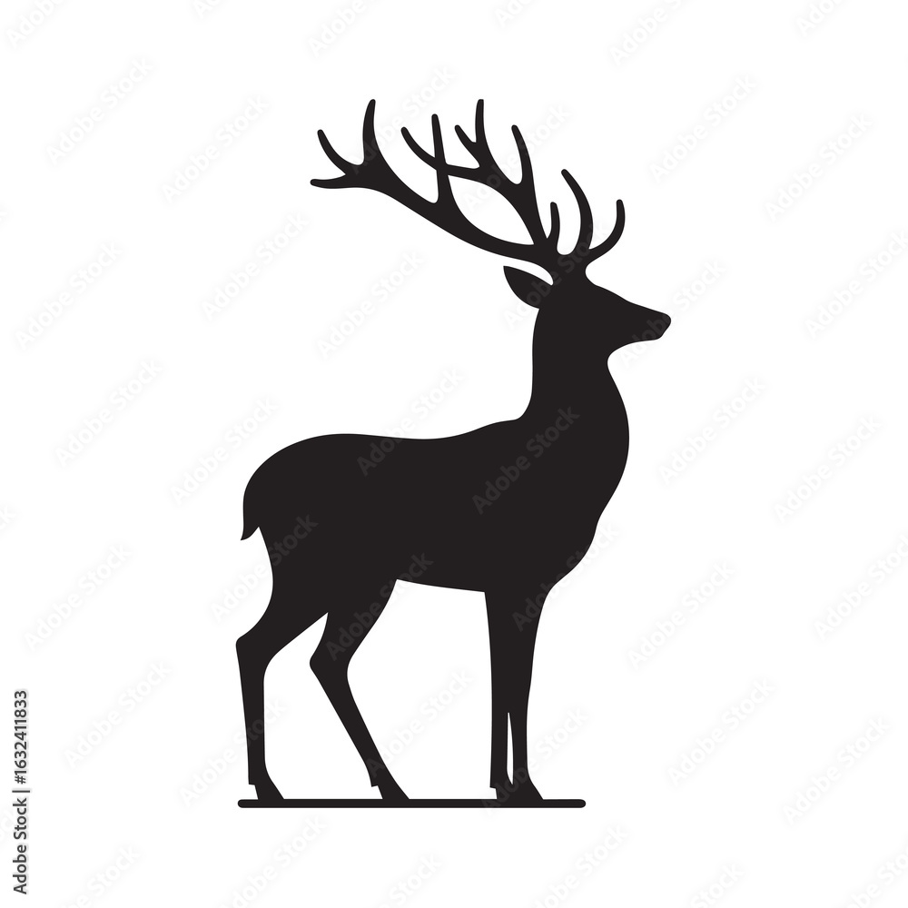 Fototapeta premium Shadowed Elegance: Deer in Motion.