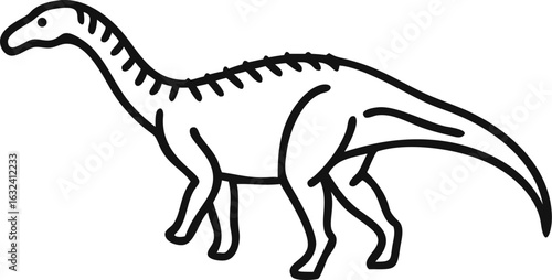amargasaurus line arts with white background. hand drawn of Amargasaurus line art  .