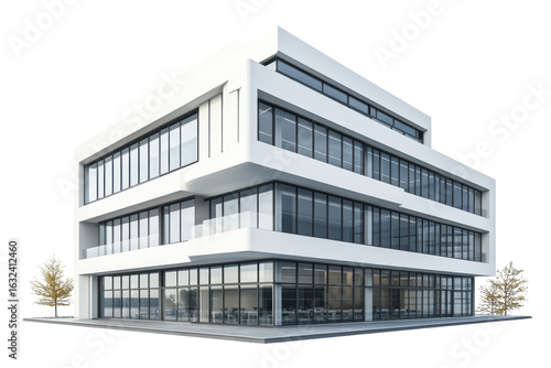 Wallpaper Mural Modern white office building with large glass windows isolated on transparent background. Modern high rise office building with clean architectural lines and large window isolated on white background Torontodigital.ca