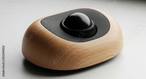 Ergonomic wooden trackball mouse for computer navigation