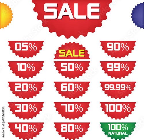Best for sale sticker, price tag, quality mark, Red postage stamps, A collection of different colored star stickers, Realistic red price tags collection, Special offer or shopping discount label.