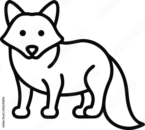 arctic fox line arts with white background