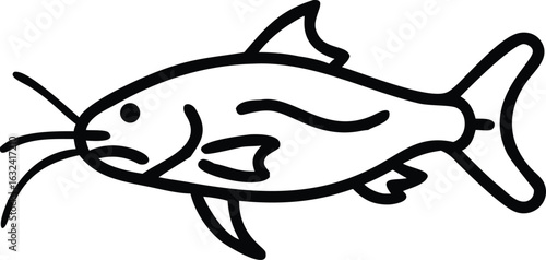 armored catfish line arts with white background