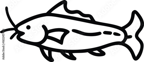 armored catfish line arts with white background