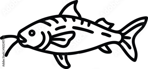armored catfish line arts with white background