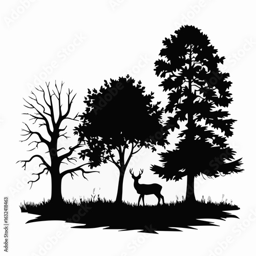 Elegant deer silhouette in stunning forest scene