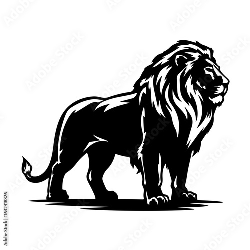 Elegant lion silhouette stands tall with confidence