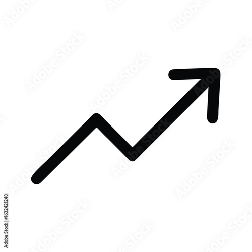 Hand drawn arrow pointing upwards, isolated on white background, representing growth, success, and positive trends in business and finance, vector illustration