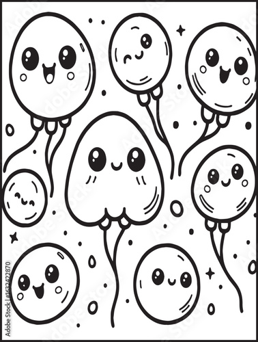 Printable coloring page for kids and adults: Human body anatomy: body parts to color: Blood cells