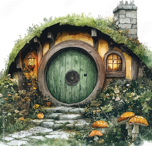 An ancient wooden door and arched window entranceway of an old abandoned stone church in autumn