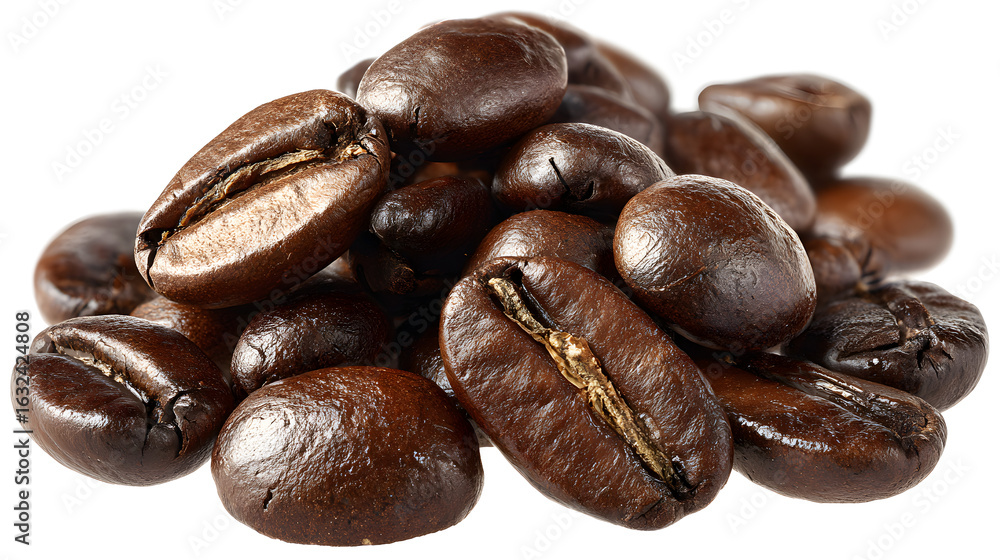 Obraz premium Coffee bean brown roasted caffeine espresso seed air isolated on a white background