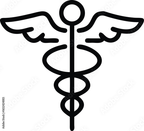 caduceus  medical symbol   icon. Caduceus medical symbol hand drawn outline doodle icon.