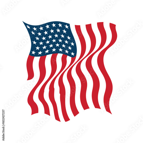 Warped american flag with wavy stripes and stars