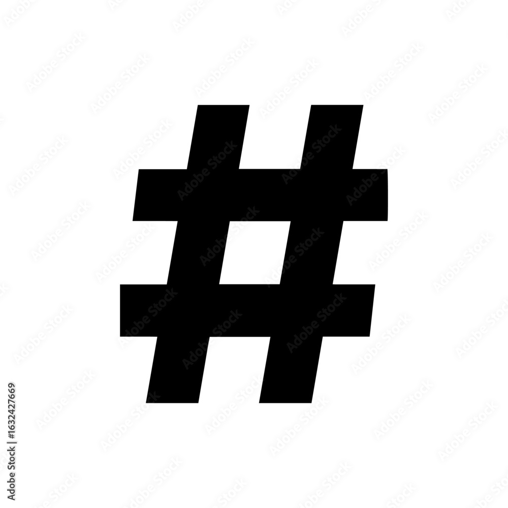 Obraz premium Hashtag silhouette icon vector flat design.