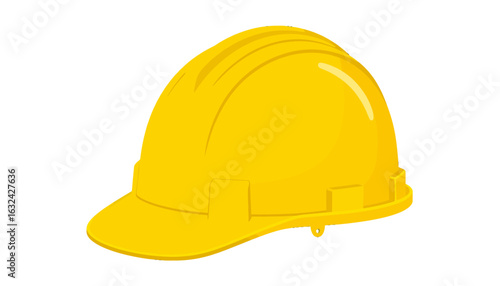 Detailed illustration of a yellow hard hat. Essential protective safety helmet for construction, engineering, and industrial workers.