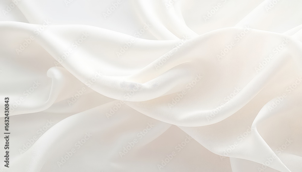 Obraz premium Elegant flow of pearly white fabric displaying graceful folds in a close up view of luxury material