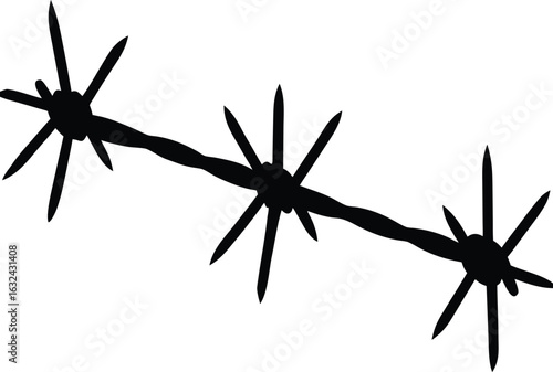 black silhouette a barbed wire on white background.eps
