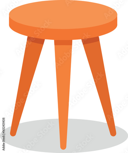 Modern orange stool minimalist design isolated on white