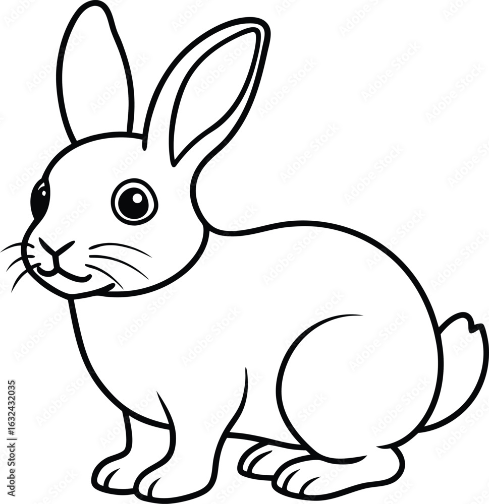 Fototapeta premium cute baby bunny outline image. funny easter bunny cartoon comic illustration placeholder