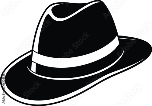 detective hat  silhouette on white background