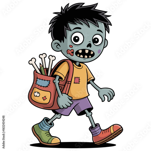 zombie schoolboy with a backpack