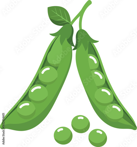Fresh green pea pods with peas