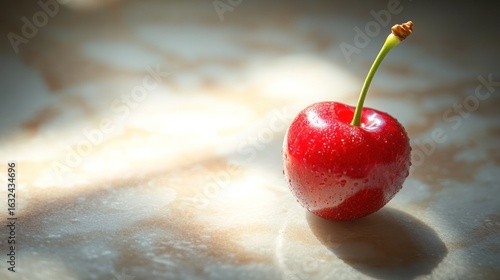 Close-up of a Juicy Red Cherry, Symbolizing Freshness and Health