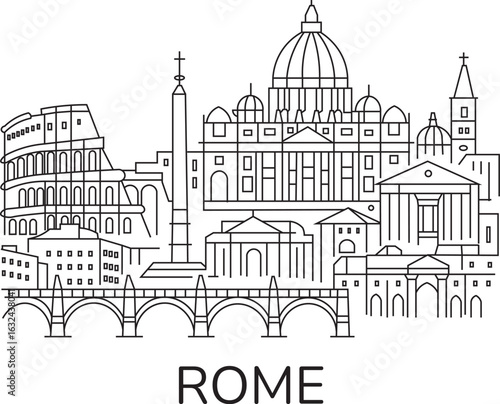 Rome City Line Draw Simple Minimalist
