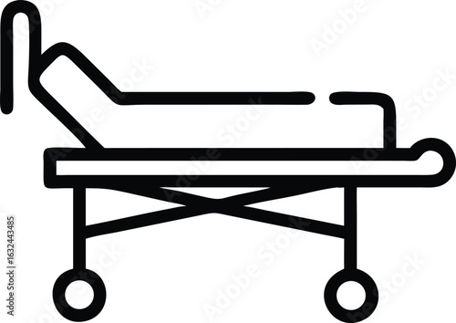 hospital bed icon Hospital patient's bed minimalist out line hand drawn medic flat icon illustration.