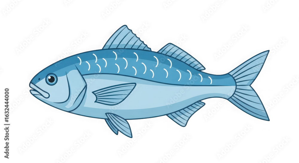 Naklejka premium Abstract fish illustration swimming underwater, modern aquatic artwork