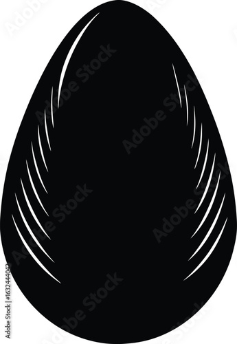 black silhouette a boiled egg on white background.eps