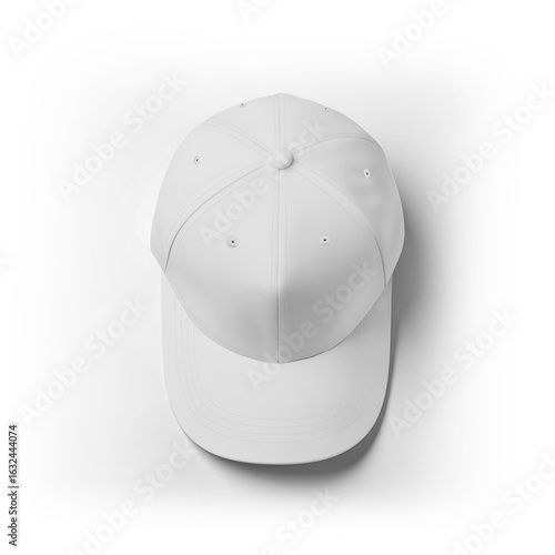 Overhead View of a Plain White Baseball Cap Mockup Isolated