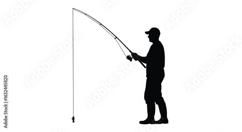  Man fishing with rod near water