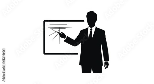 Man giving business presentation on board