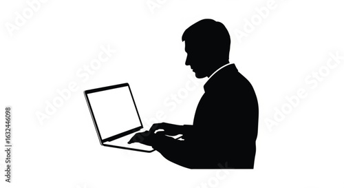 Businessman using laptop for work at desk